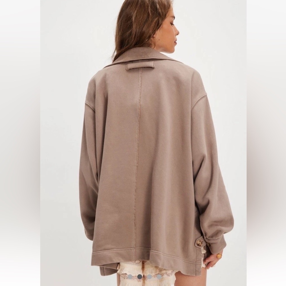 Free People Alexa Sweatshirt Full Zip Crochet Trims Vintage Washed Cardi XL - Picture 3 of 10